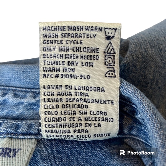 Vintage Faded Glory Patriotic Womens M Petite Denim Button Up Short Sleeve Shirt - Picture 8 of 8